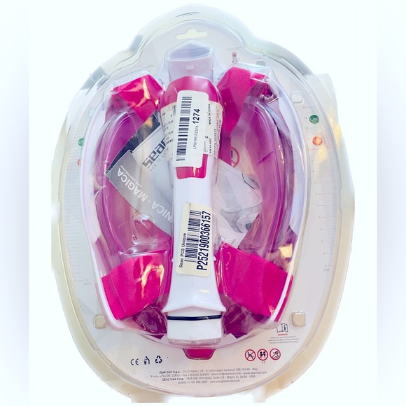 S/M Pink SEAC Magica Full Face Snorkeling Mask Anti-fog Panoramic View NEW NIP - Picture 7 of 9